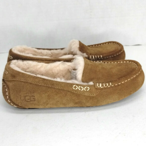UGG Ansley size 9 Chestnut Slippers Suede Fleece - Picture 3 of 9